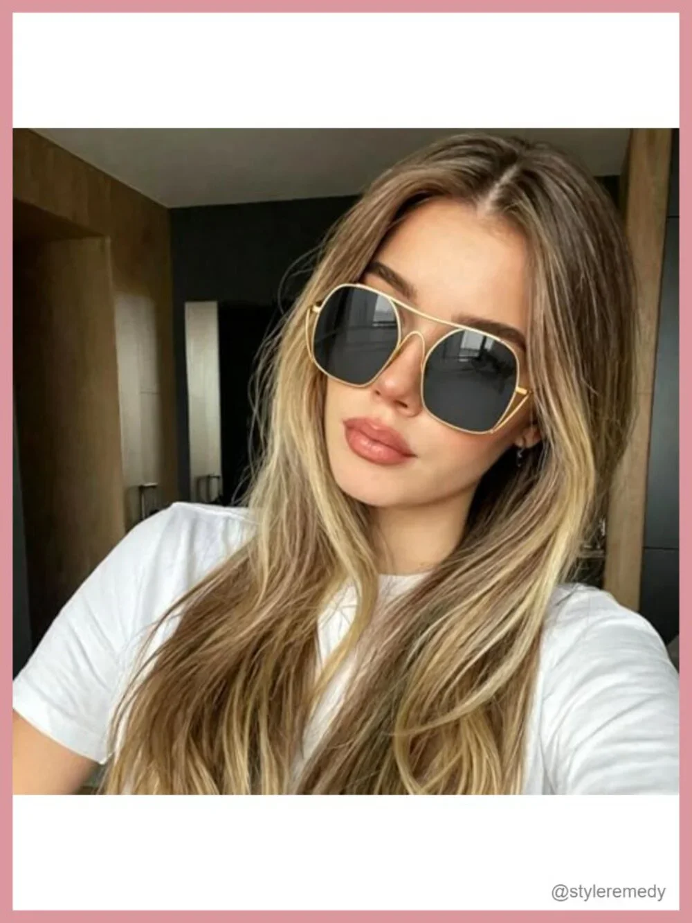 Oversized Aviator Sunglasses Metal Frame UV400 Retro Punk Cool Shades